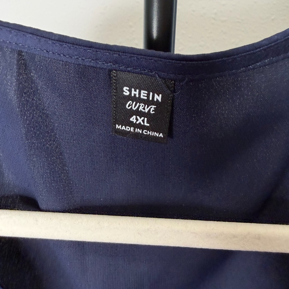 4XL Shein size 4XL Elegant Navy Blue Wrap Dress - Picture 7 of 13
